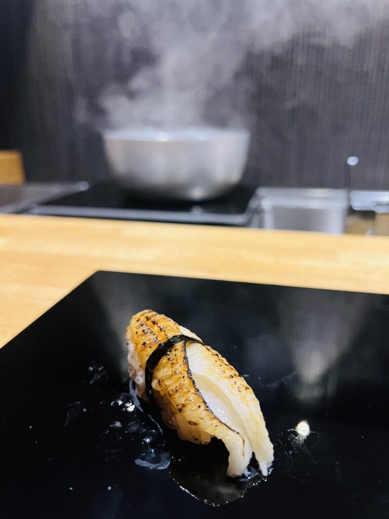 Minamishima Melbourne Omakase Sushi Japanese Engawa Aburi Seared Flounder Fin